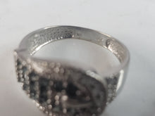 Load image into Gallery viewer, Womens Vintage Estate 10K White Gold Diamond Sapphire Buckle Ring 3.5g E1246