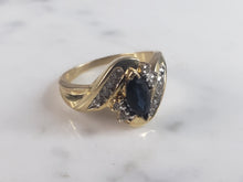 Load image into Gallery viewer, Womens Vintage Estate 14k Yellow Gold Sapphire &amp; Diamond Ring 3.7g #E1247