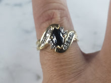 Load image into Gallery viewer, Womens Vintage Estate 14k Yellow Gold Sapphire &amp; Diamond Ring 3.7g #E1247