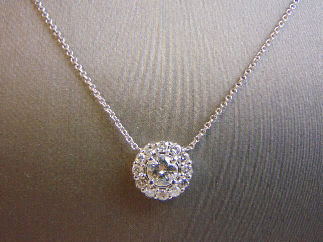 Womens 14K White Gold & Diamond Necklace Pendant 3.5g E1268
