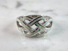 Load image into Gallery viewer, Womens Estate Sterling Silver Eternity Knot Opal Ring 5.2g E4488