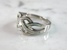 Load image into Gallery viewer, Womens Estate Sterling Silver Eternity Knot Opal Ring 5.2g E4488