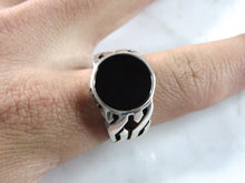 Load image into Gallery viewer, Mens  Estate Sterling Silver Modernist Onyx Ring 9.7g E1337