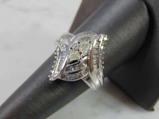 Vintage Estate Womens Sterling Silver Diamond Engagement Ring 6.6g #E1339