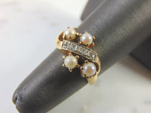 Load image into Gallery viewer, Womens Vintage Estate 14K Gold Pearl CZ Ring 3.7g E1366