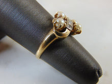 Load image into Gallery viewer, Womens Vintage Estate 14K Gold Pearl CZ Ring 3.7g E1366