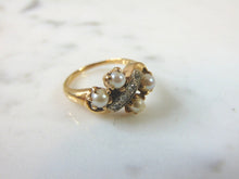Load image into Gallery viewer, Womens Vintage Estate 14K Gold Pearl CZ Ring 3.7g E1366