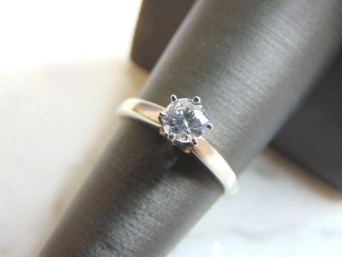 WOMEN'S VINTAGE ESTATE 14K WHITE GOLD & SOLITAIRE DIAMOND RING 3.3g  E1528