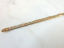 Load image into Gallery viewer, Womens 14k Rose Yellow &amp; White Gold Italian Chain Link ID Bracelet 5.6g E1732
