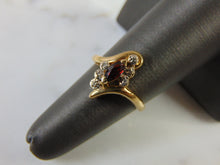 Load image into Gallery viewer, Womens Vintage Estate 10k Gold Ruby Colored Stone Ring w/ Diamonds 2.7g E1738