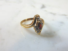 Load image into Gallery viewer, Womens Vintage Estate 10k Gold Ruby Colored Stone Ring w/ Diamonds 2.7g E1738