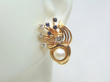 Load image into Gallery viewer, Womens Vintage Estate 14K Gold Diamond Sapphire Earrings, 10.1g E1788