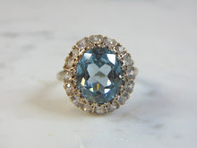 Load image into Gallery viewer, Womens Vintage Estate 14K White Gold Topaz Ring 5.6g E1885