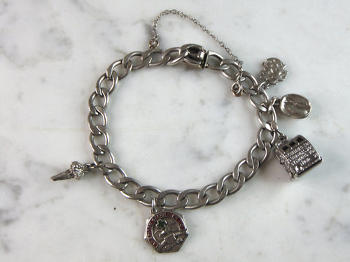 Women's Vintage Estate Sterling Silver Charm Bracelet 30g E1940