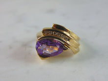 Load image into Gallery viewer, Womens Vintage Estate 10K Yellow Gold Amethyst &amp; Diamond Ring 7g E2070