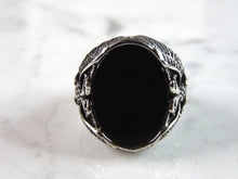 Load image into Gallery viewer, Mens Sterling Silver Onyx Eagle Ring 14.7g E2117