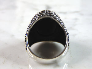 Mens Sterling Silver Onyx Eagle Ring 14.7g E2117