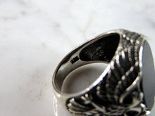 Load image into Gallery viewer, Mens Sterling Silver Onyx Eagle Ring 14.7g E2117
