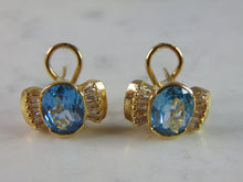 Load image into Gallery viewer, Womens Vintage Estate 14K Yellow Gold Aquamarine Earrings 8.4g E2238