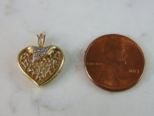 Load image into Gallery viewer, Womens Vintage Estate 14K Yellow Gold Heart Diamond Pendant 1.6g E2249
