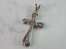 Load image into Gallery viewer, Womens Vintage Estate 14K White Gold Diamond Cross Pendant 3.3g E2260