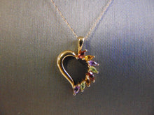 Load image into Gallery viewer, Womens Vintage Estate 14K Gold Multi Stone Heart Pendant w/ Necklace 2.3g E2263