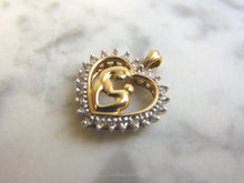 Load image into Gallery viewer, Womens Vintage Estate 10K Yellow Gold Heart Pendant w/ Diamonds 1.7g E2270