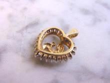 Load image into Gallery viewer, Womens Vintage Estate 10K Yellow Gold Heart Pendant w/ Diamonds 1.7g E2270