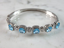 Load image into Gallery viewer, Womens Vintage Estate Sterling Silver Topaz CZ Bangle Bracelet 15.1g E2282