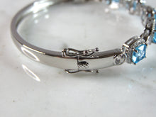 Load image into Gallery viewer, Womens Vintage Estate Sterling Silver Topaz CZ Bangle Bracelet 15.1g E2282