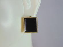 Load image into Gallery viewer, Womens Vintage Estate 14K Yellow Gold Onyx Earrings 3.5g E2283
