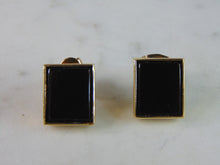 Load image into Gallery viewer, Womens Vintage Estate 14K Yellow Gold Onyx Earrings 3.5g E2283