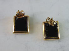 Load image into Gallery viewer, Womens Vintage Estate 14K Yellow Gold Onyx Earrings 3.5g E2283