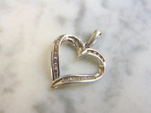 Load image into Gallery viewer, Womens Vintage Estate 10K White Gold Heart Diamond Pendant 1.7g E2329