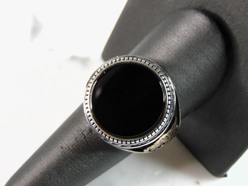 Mens Vintage Estate Sterling Silver Tiger Onyx Ring 11.5g E2339