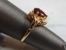 Load image into Gallery viewer, Womens Vintage Estate 10k Yellow Gold Garnet &amp; Diamond Ring 3.1g #E2361