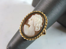 Load image into Gallery viewer, Womens Vintage Estate Cameo 18K Yellow Gold Earrings &amp; Ring Set 8.5g E2365