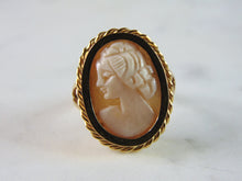 Load image into Gallery viewer, Womens Vintage Estate Cameo 18K Yellow Gold Earrings &amp; Ring Set 8.5g E2365