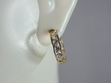 Load image into Gallery viewer, Womens Vintage Estate 14K Yellow Gold CZ Hoop Earrings, 1.7g E2456