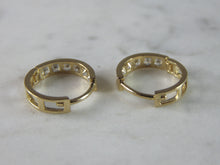 Load image into Gallery viewer, Womens Vintage Estate 14K Yellow Gold CZ Hoop Earrings, 1.7g E2456