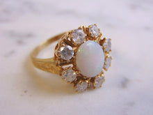 Load image into Gallery viewer, Womens Vintage Estate 14k Yellow Gold Diamond Opal Ring 5.4g #E2458