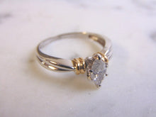 Load image into Gallery viewer, Womens Vintage Estate 14k White &amp; Yellow Gold Marquise Diamond Ring 3.6g #E2461