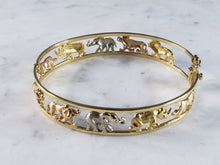Load image into Gallery viewer, Womens Vintage Estate 18K Mixed Gold Noahs Ark Bangle Bracelet 29.6g E2530
