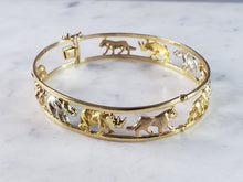 Load image into Gallery viewer, Womens Vintage Estate 18K Mixed Gold Noahs Ark Bangle Bracelet 29.6g E2530