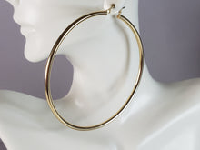 Load image into Gallery viewer, Pr Large Womens Vintage Estate 14K Yellow Gold Hoop Earrings 6.0g #E2541