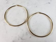 Load image into Gallery viewer, Pr Large Womens Vintage Estate 14K Yellow Gold Hoop Earrings 6.0g #E2541