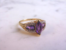 Load image into Gallery viewer, Womens Vintage Estate 10k Gold Diamond Amethyst Ring 4.2g E2547