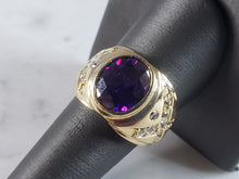 Load image into Gallery viewer, Womens Vintage Estate 14K Yellow Gold Amethyst Colored Ring 9.5g E2550