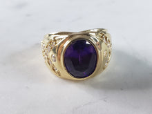 Load image into Gallery viewer, Womens Vintage Estate 14K Yellow Gold Amethyst Colored Ring 9.5g E2550