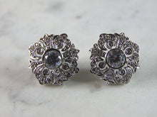 Load image into Gallery viewer, Womens Vintage Estate Sterling Silver CZ Earrings 4.1g E2569